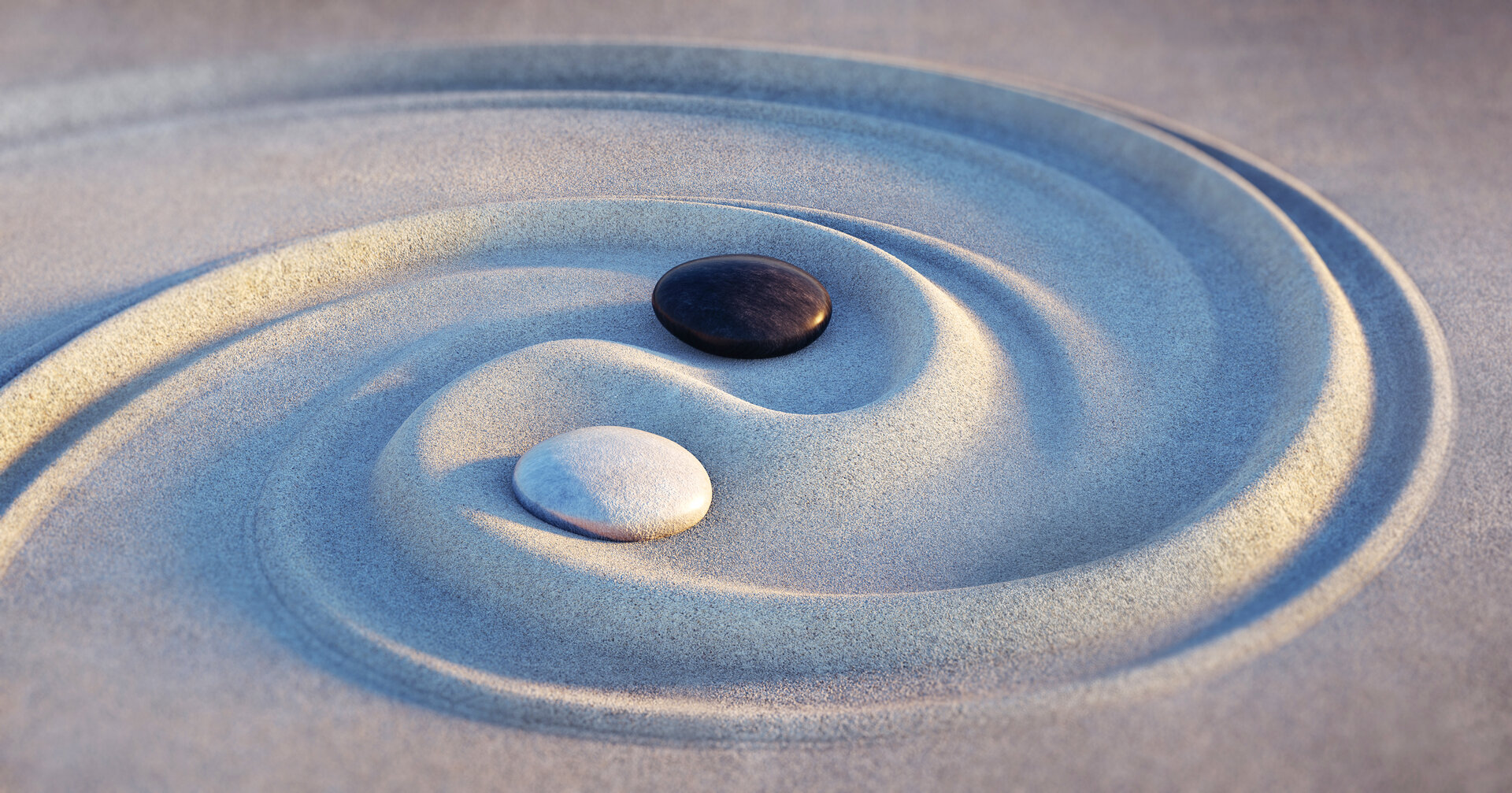Yin Yang Motiv – Steine im Sand 2